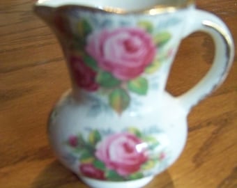 Vintage James Kent Ltd. Longton pink roses miniature pitcher 1960's-good condition