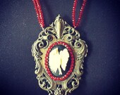 Vintage fan dancer medallion necklace