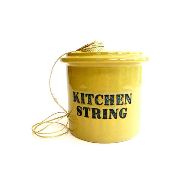 Vintage Kitchen String Crock Stoneware Jar Farmhouse Decor