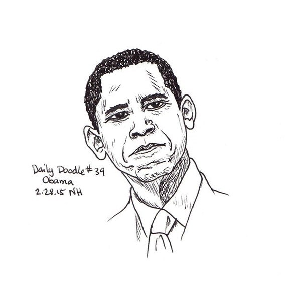 No.39 Obama / Drawing / Illustration / Daily Doodle / Drawing