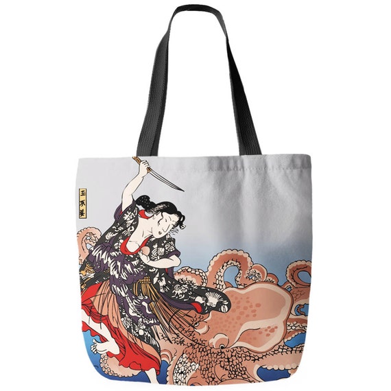 Battling the Octopus, Tote Bag, Printed in USA