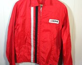 Vintage race stripe jacket/ Red Airborne windbreaker/swingster Mod moto scooter/medium