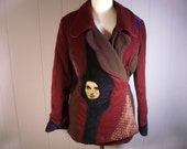 Vintage quilted coat,patchwork wrap around handmade,medium