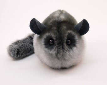 Stuffed Chinchilla Stuffed Animal Cute Plush Toy Chinchilla Kawaii Plushie Smokey the Dark Grey Snuggly Faux Fur Toy Medium 5x8 Inches