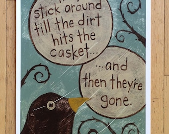 The Casket – Original Acrylic Folk Art Painting of Overheard Series