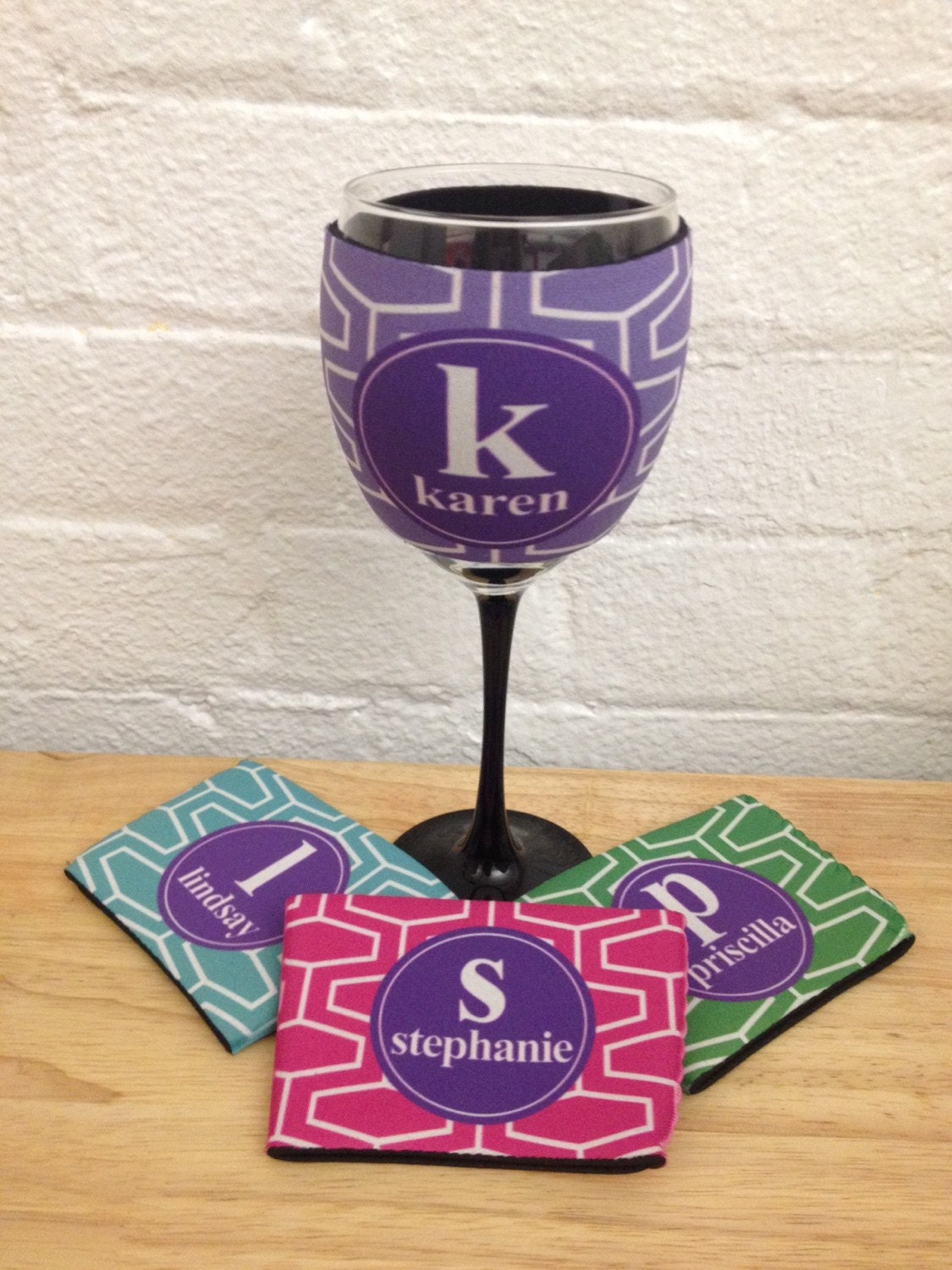 Custom Wine Glass Koozie Huggie Personalize by RightOnTheWalls