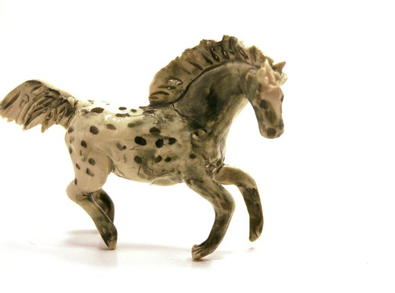 horse figurine wild appaloosa horse porcelain by SongandBranch