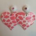 HEART WHITE baby pink COW farm animal moo print retro chic 90s 80 love post stud oversized earring large big fashion wives enlarged size