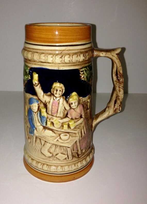 Beer Stein Ceramic Festive Vintage German Beer Stein Made In