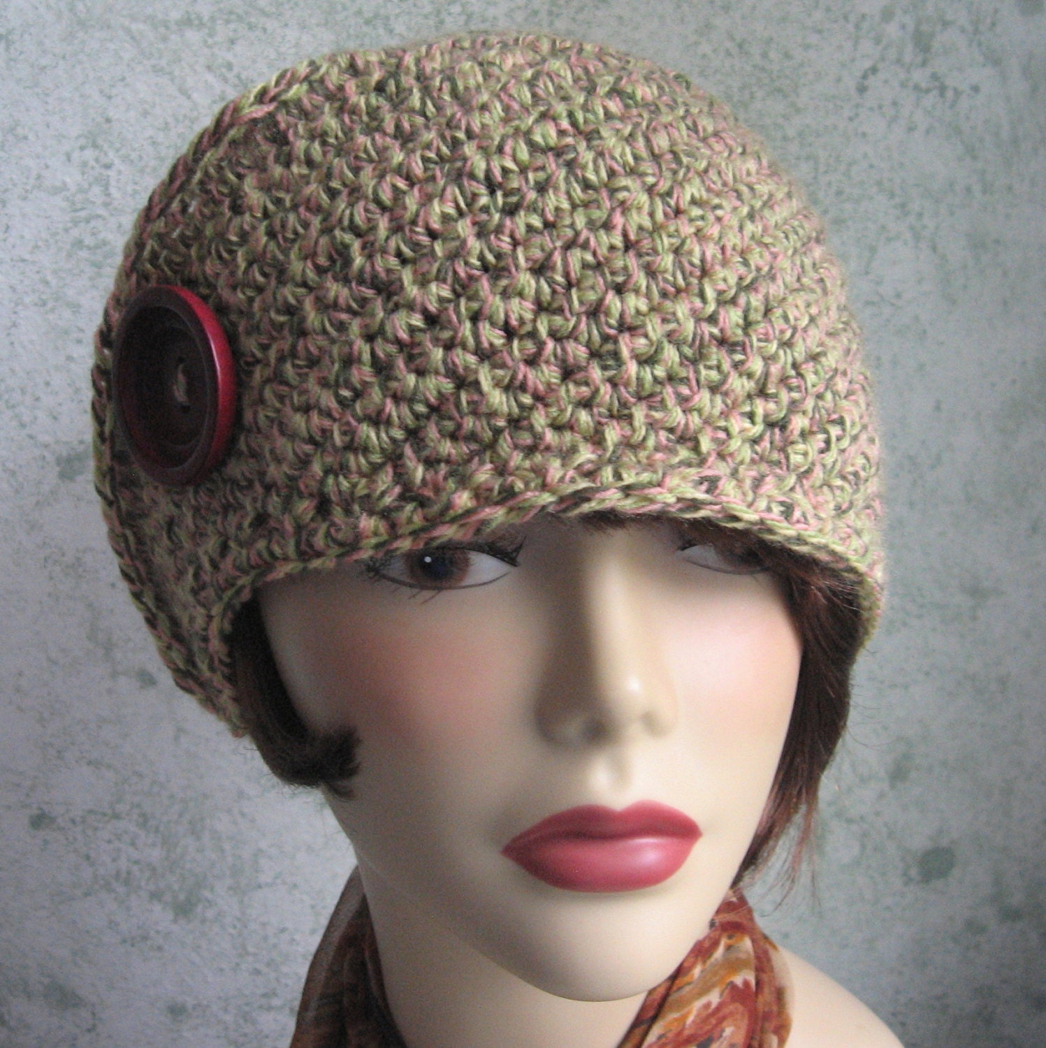 Side Wrap Womens Crochet Hat Pattern With Button Trim Instant Download ...