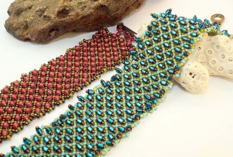 Beading Tutorial Embellished Netted Bracelet tutorial ENGLISH