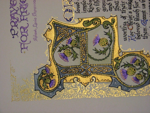 Illuminated Calligraphy Made to Order Commission Sample