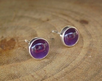 Handmade Amethyst February Birthstone Sterling Silver Studs Post Earrings 6mm