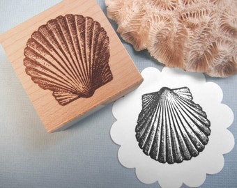 Seashell // Scallop Shell Rubber Stamp - Handmade by BlossomStamps