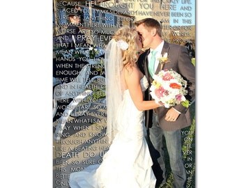 Wedding Gift First Dance Lyrics/ Custom Canvas / Your Wedding Photo with your Lyrics/ Vows/ Love Story/ Best Friend Gift Idea