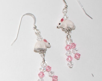 MOUSE Earrings - Sterling Silver French Earwires - Pet