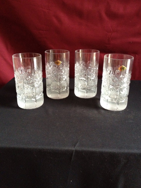 Items similar to Four absolutely gorgeous cut glass crystal glasses ...