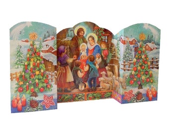 Large Advent Calendar From Spain Childrens Nativity 3-D Standing Christmas