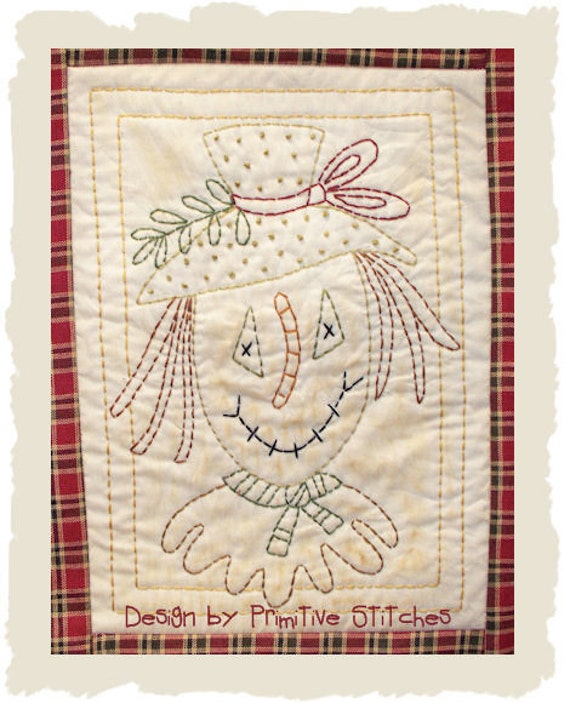 Barney Scarecrow-Primitive Stitchery  E-PATTERN by Primitive Stitches-Instant Download
