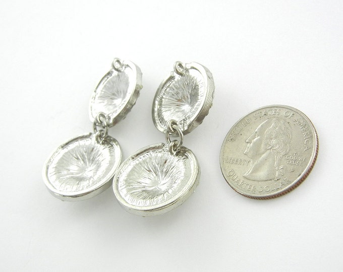 Pair of Silver-tone Double Round Lion Drop Charms