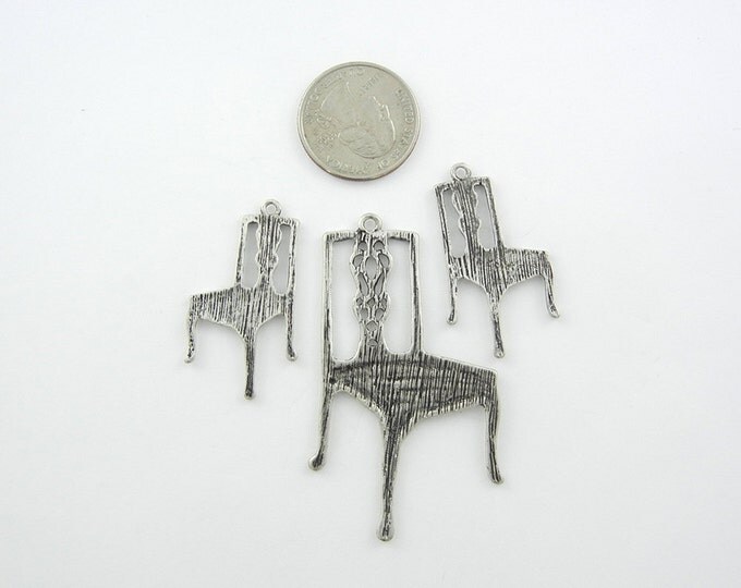 Set of Antique Silver-tone Chair Pendant and Charms