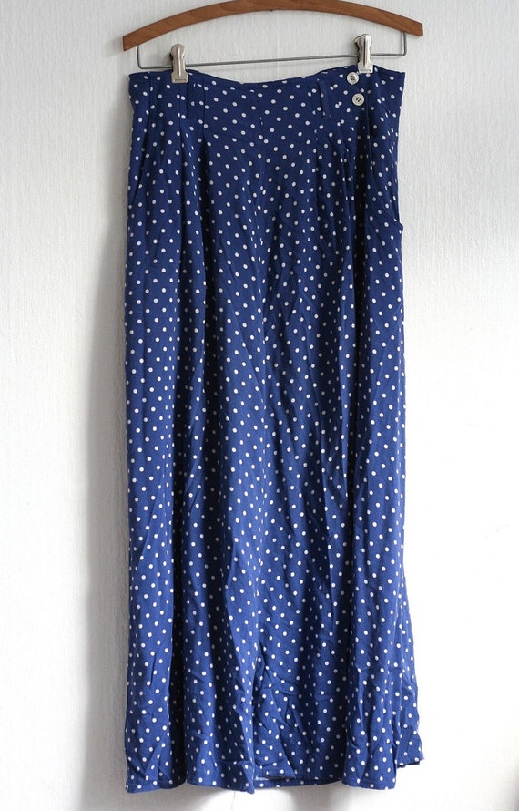navy polka dot maxi skirt