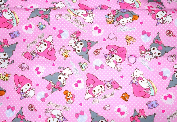 Sanrio character fabric Kuromi and My Melody 50 cm by 53 cm or 19.6 by ...