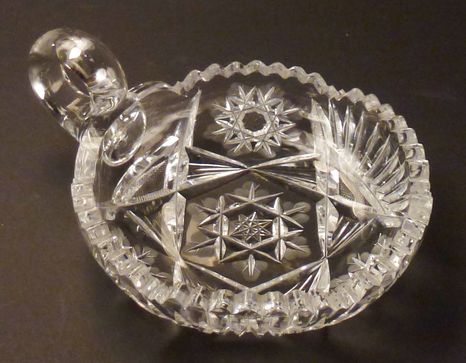 CRYSTAL CANDY Dish lead Cut GLASS Beveled Faceted Clear very