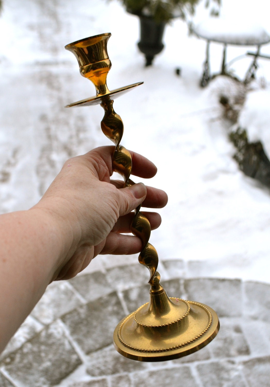 ON SALE BRASS Candle Holder Lovely Vintage Solid by StudioVintage