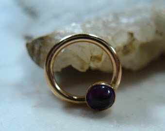 Septum Ring Gold Amethyst - Gold Septum Ring, Gold Nipple Ring, Amethyst Septum Ring, Bohemian Septum Ring, Tribal Jewelry, Amethyst Nipple
