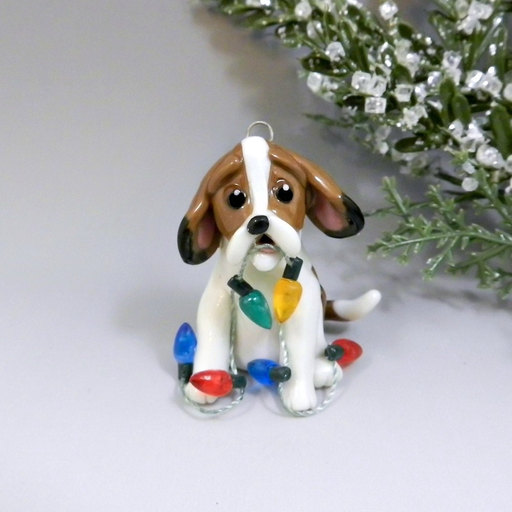 beagle tricolor christmas ornament figurine lights porcelain beagle tricolor christmas ornament figurine lights porcelain