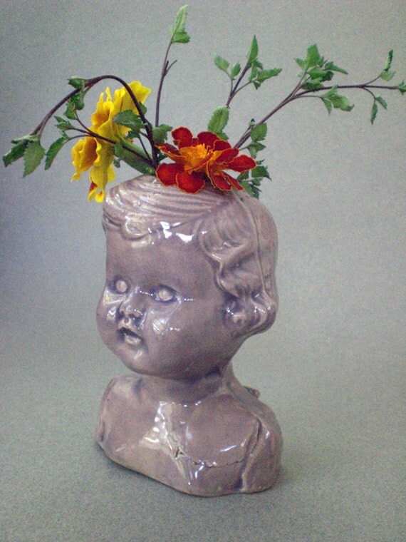 Baby Doll Head Vase Stoneware doll head vase ceramic vase