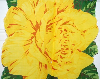 Vintage Yellow Rose Handkerchief Herrmann
