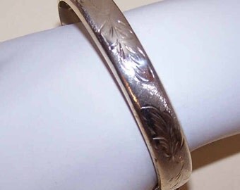 Vintage Bangle Bracelet, Hinged Bangle Bracelet, STERLING SILVER, Sterling Bracelet, Silver Bracelet, Etched, Hinged Silver Bracelet