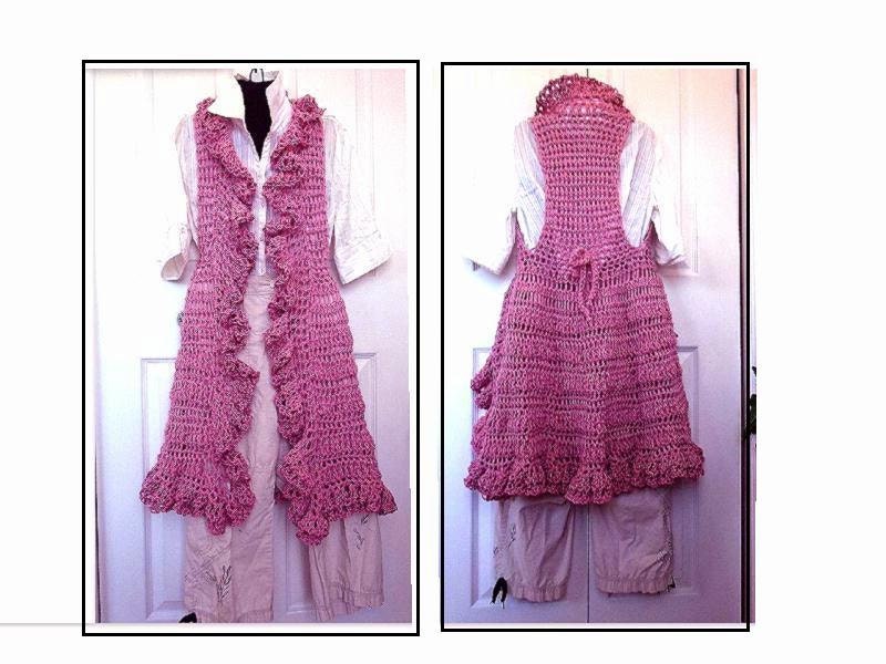 Crochet PATTERN 760 Ruffled Edge Long Vest Chest 30 by ...