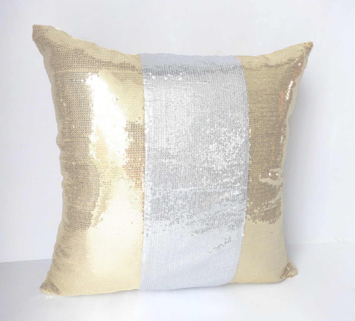 Gold and Silver Sequin decorative pillow18 inch one in stock