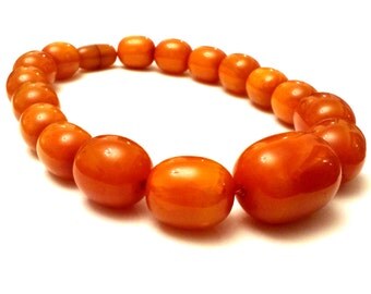 Vintage Copal Necklace, Honey Amber Beads, Gigantic Amber Copal Bead Necklace, Natural Copal Beads Vintage Resin Jewelry 1970s Beaded Choker