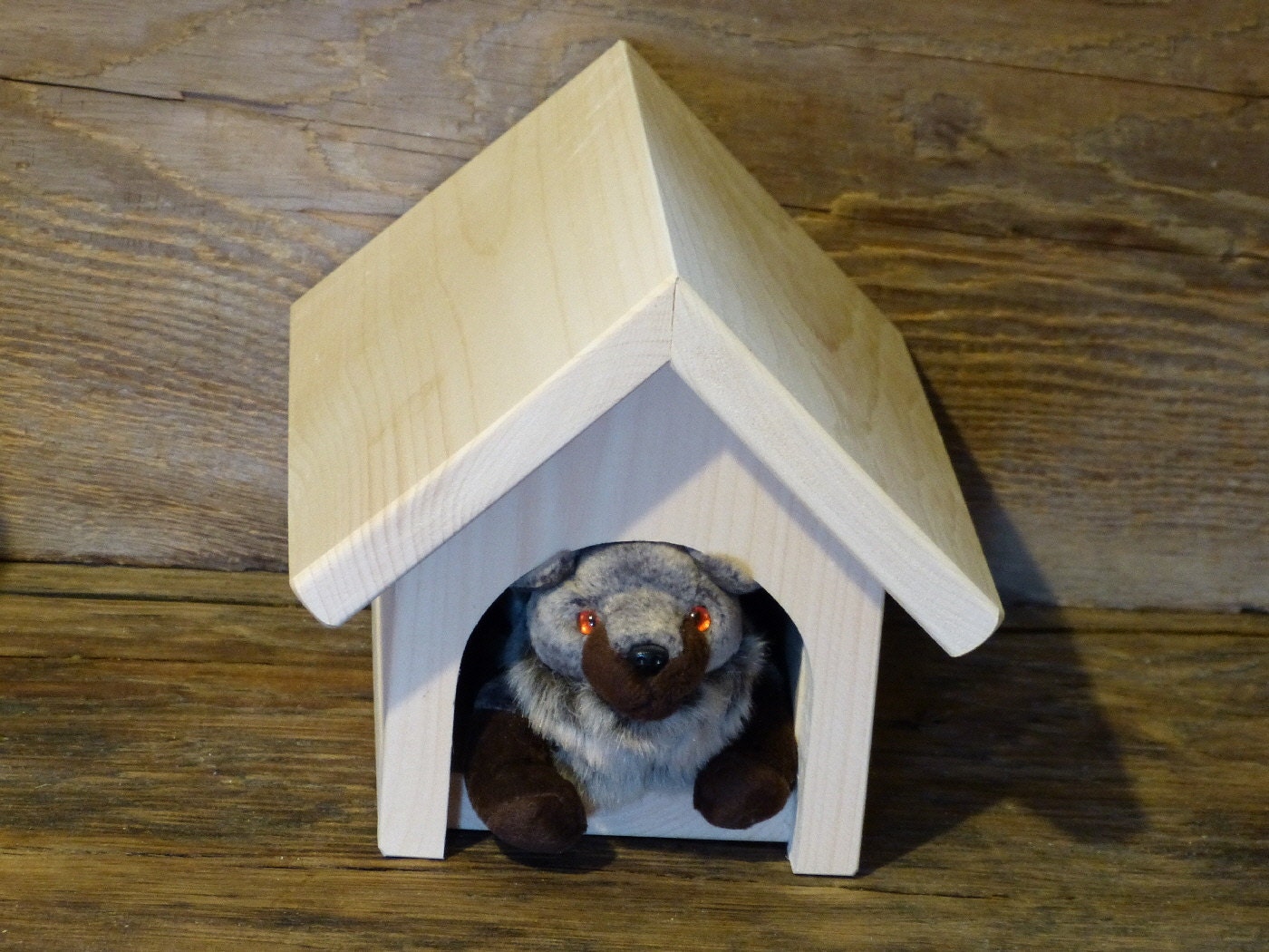 Wooden Toy Dog House Girls Stuffed Animal beanie by OutOnALimbADK