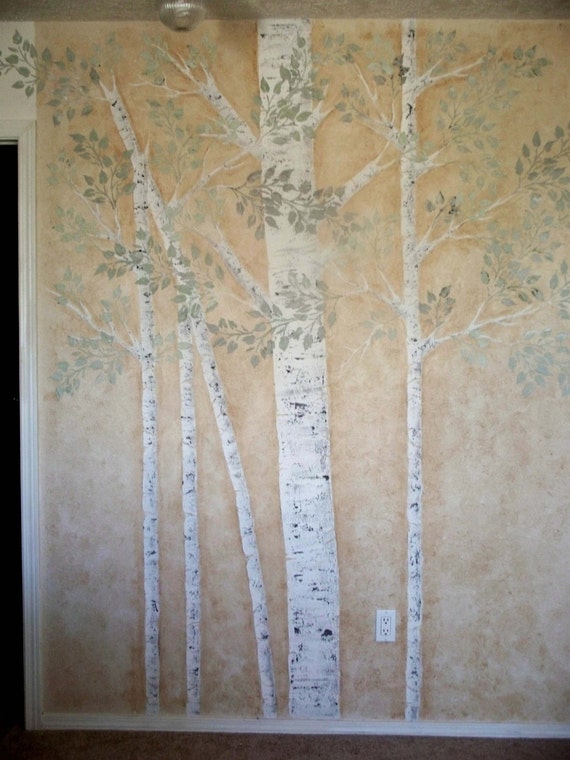 Raised Plaster Life-sized Aspen Tree Stencil by ElegantStencils