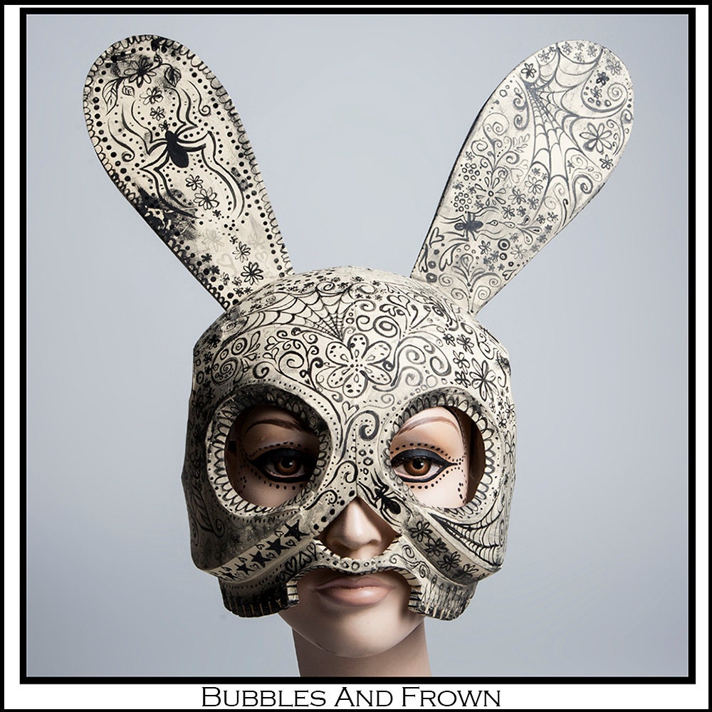 SALE 15 % OFF SALE Bunny Skull Bunny Mask with Day of Dead