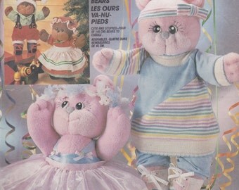 McCall's Crafts 2818 Bearfoot Bears and Clothes Pattern Vintage UNCUT Pattern