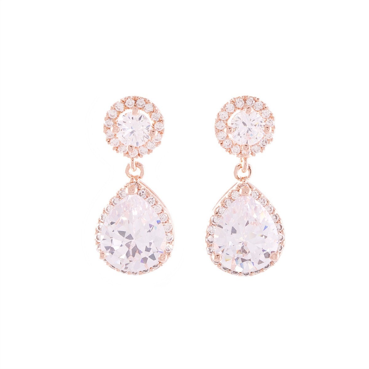 Rose Gold Earrings Bridal Crystal Earrings by LavenderByJurgita