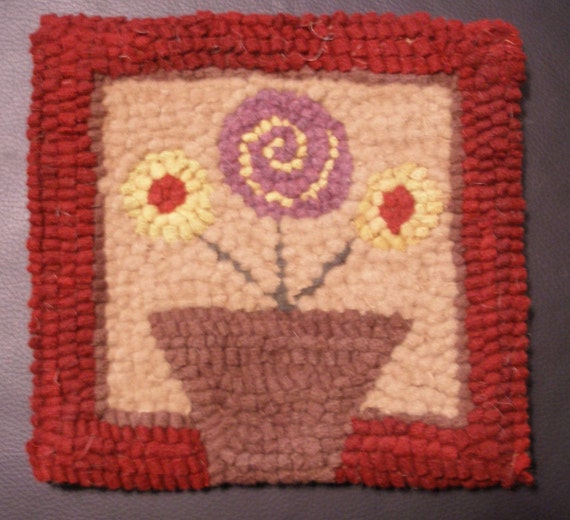 Beginner Posy Pot Rug Hooking Kit and Hook Teach yourself