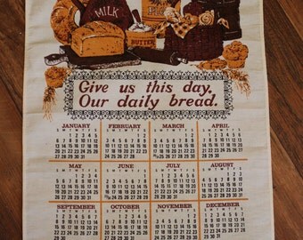 1985 Kitchen Prayer Grace Tea Towel Calendar