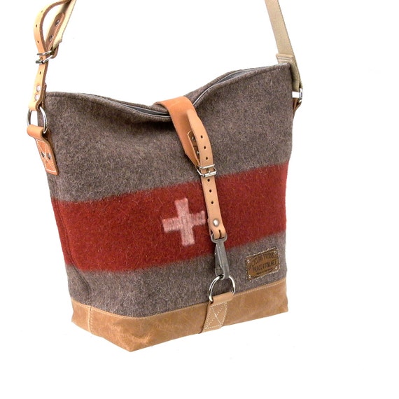 Tote Bag Cross Body Bag Recycled Switzerland Army Blanket