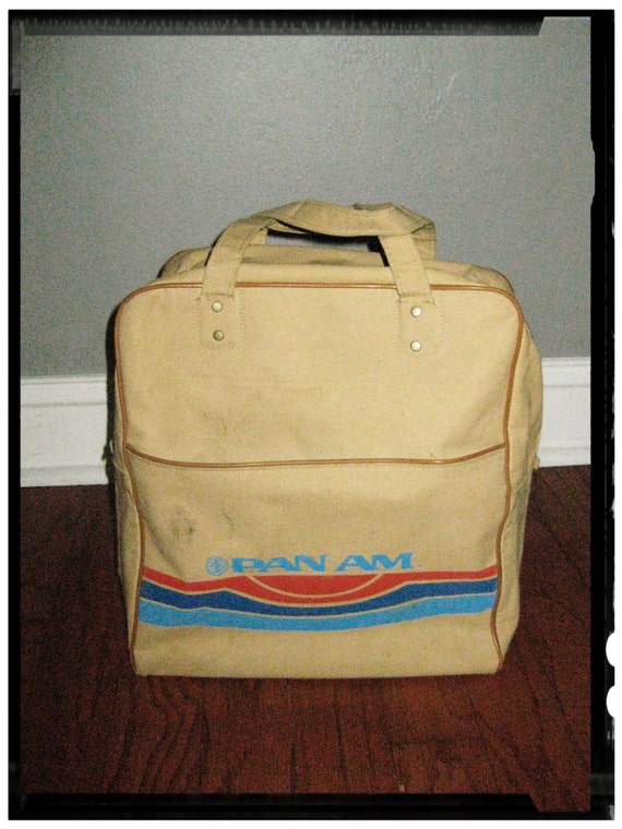 VINTAGE 60s/70s Pan Am Airlines Souvenir Carry-On Military