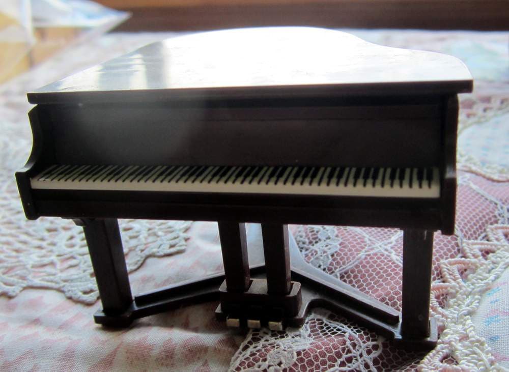 RESERVED Vintage Miniature Brown Grand Piano made by