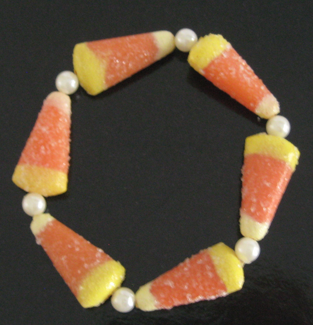 Sweet Candy Corn Stretch Bracelet Halloween by Rackamoon on Etsy