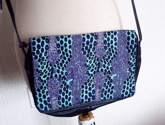 Blue Upcycled African Print Handbag