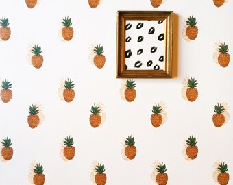 Removable Wallpaper// Pineapple Print // Adheres to walls and shelves // perfect for renters
